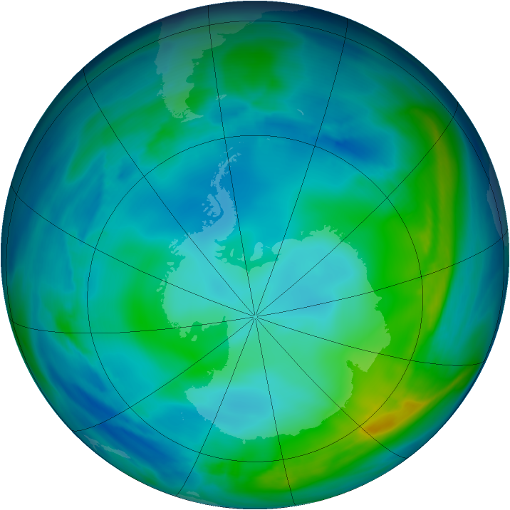 Antarctic ozone map for 21 May 2005